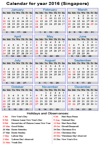 Yearly calendar 2016 for your upcoming holiday planning!