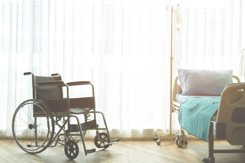 Wheelchair and hospital bed