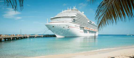 Cruise ship docked at pier