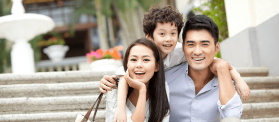 Family of three on holiday Family of three on holiday