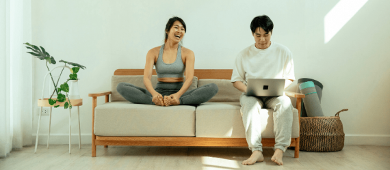 HLAS Home Contents Insurance couple on a sofa at home