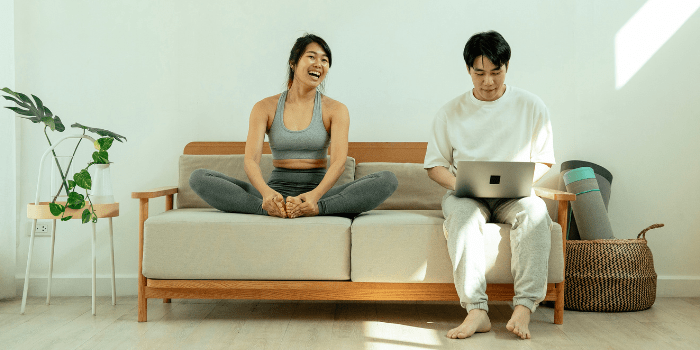 couple on a sofa at home